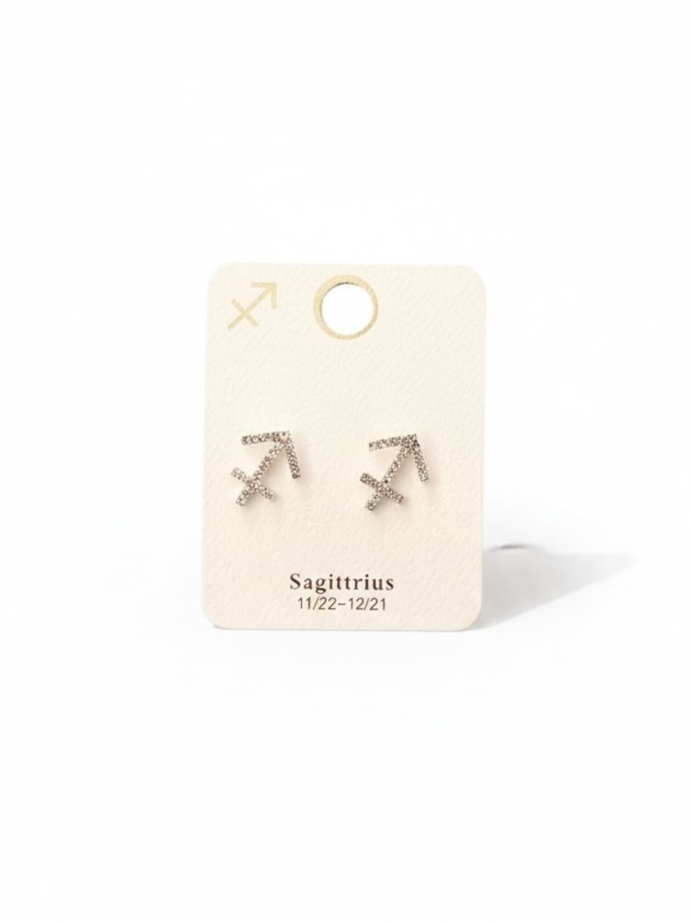 Sagittarius Astrological Zodiac Sign Rhinestone Silver Earrings Nov 22 - Dec 21